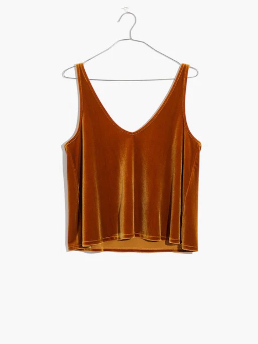 Madewell Velvet V-Neck Tank Top in Vintage Gold Size Small